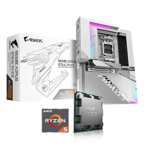 Memory PC Aufrüst-Kit Bundle Ryzen 5 9600X 6X 3.9 GHz Prozessor, 16 GB DDR5, GIGABYTE B650E AORUS Stealth Ice Mainboard (Komplett fertig zusammengebaut inkl. Bios Update und Funktionskontrolle) von Memory PC