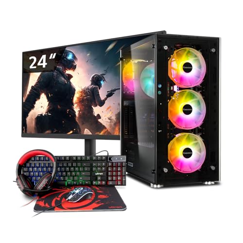 Memory PC Gamer-PC, Ryzen 3 3200G 4X 3.60GHz, 16 GB DDR4, 1000 GB SSD M.2, Win 11 Pro 64bit + 24 Zoll + Ultron Hawk Gaming Kit 4in1 Set von Memory PC