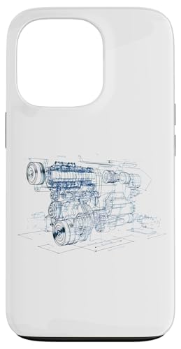 Hülle für iPhone 13 Pro Oldtimer Motor Blueprint Diagramm - Herren Grafik von Men's Vintage Engines & Car Graphics