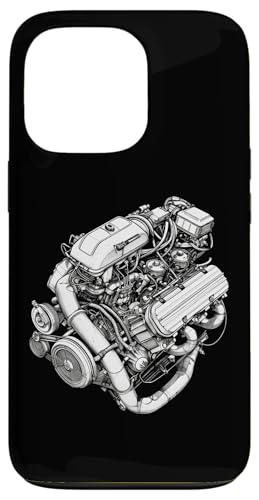 Hülle für iPhone 13 Pro Oldtimer Motorblock Blueprint Diagramm Herren Grafik von Men's Vintage Engines & Car Graphics