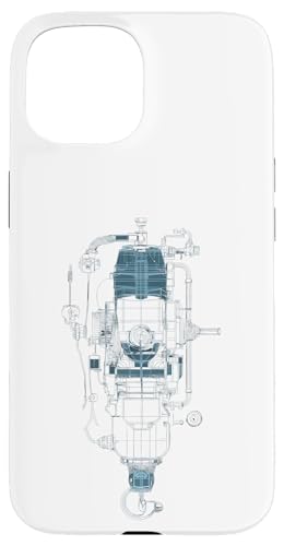 Hülle für iPhone 15 Oldtimer Motor Blueprint Diagramm - Herren Grafik von Men's Vintage Engines & Car Graphics