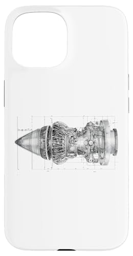 Hülle für iPhone 15 Vintage Jet Engine Block Blueprint Diagramm - Herren Grafik von Men's Vintage Engines & Car Graphics