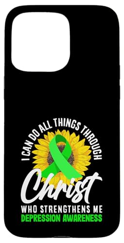 Hülle für iPhone 15 Pro Max Depressionsbewusstsein Christus stärkt mich von Mental Health Depression Awareness Apparel Gifts