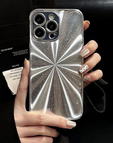 Mephoro Glitzer Hülle für iPhone 15 Pro, Sparkly Starburst Design, Durable Plastic Shockproof Protective Cover, Slim and Glossy Glitter Finish for Women von Mephoro