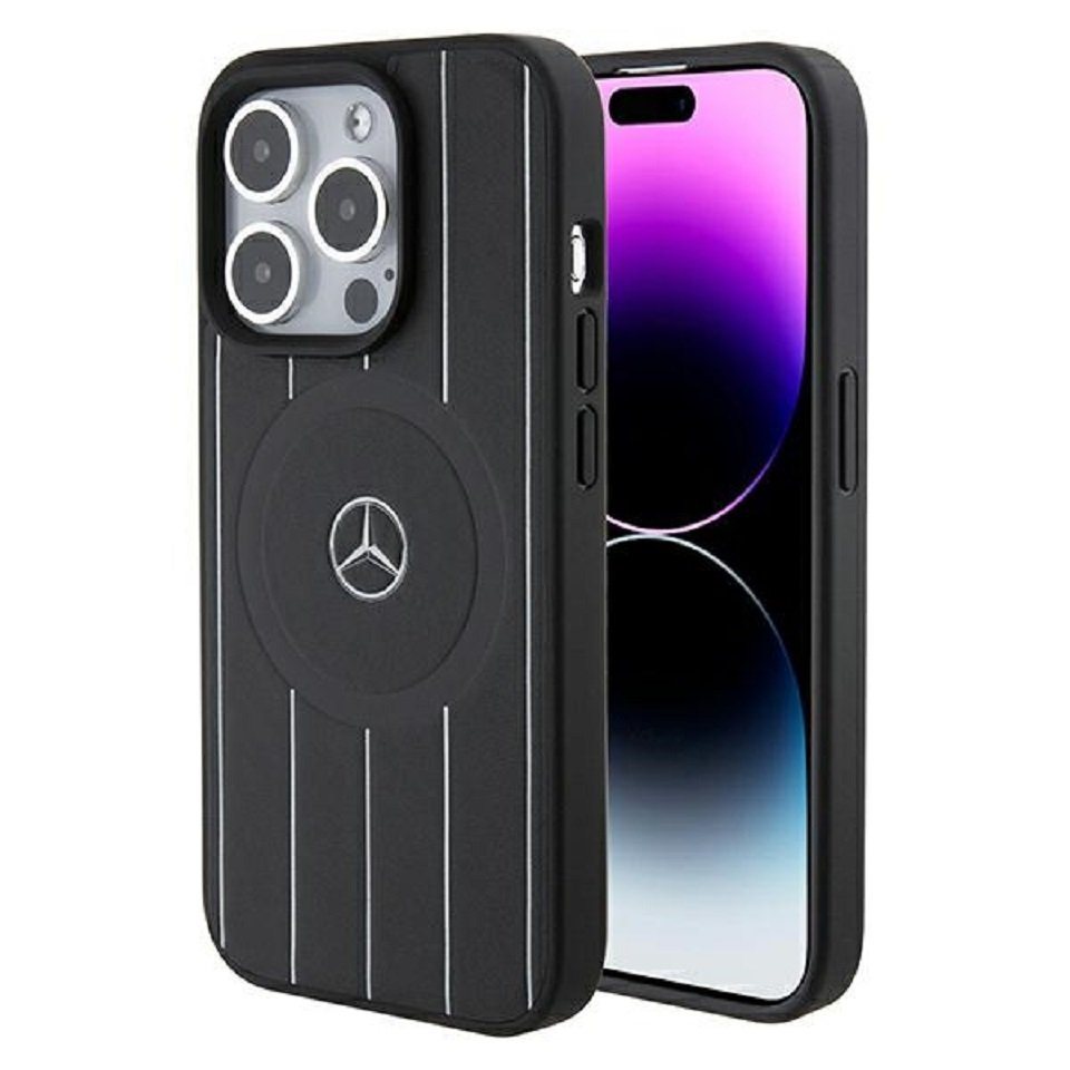 Mercedes Handyhülle Case iPhone 15 Pro Echtleder schwarz MagSafe kompatibel von Mercedes