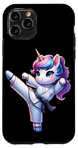 Hülle für iPhone 11 Pro Adorable Karate Unicorn Crane Kick Pose von Merch Kawaii By LAP