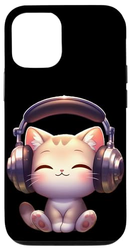 Hülle für iPhone 12/12 Pro Kawaii Cat Grooving with Headphones von Merch Kawaii By LAP