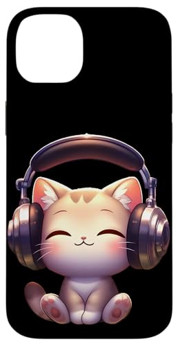 Hülle für iPhone 14 Plus Kawaii Cat Grooving with Headphones von Merch Kawaii By LAP