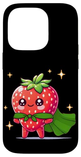 Hülle für iPhone 14 Pro Kawaii Super Strawberry: Sweet Hero Style von Merch Kawaii By LAP