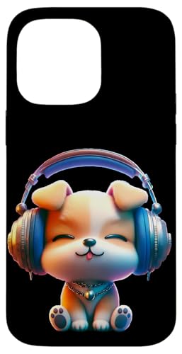 Hülle für iPhone 14 Pro Max Cute Chibi Dog with Oversized Headphones von Merch Kawaii By LAP