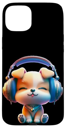 Hülle für iPhone 15 Plus Cute Chibi Dog with Oversized Headphones von Merch Kawaii By LAP