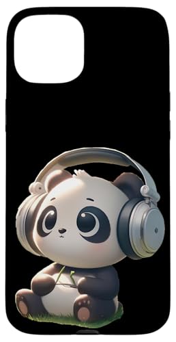 Hülle für iPhone 15 Plus Kawaii Panda Grooving with Headphones von Merch Kawaii By LAP