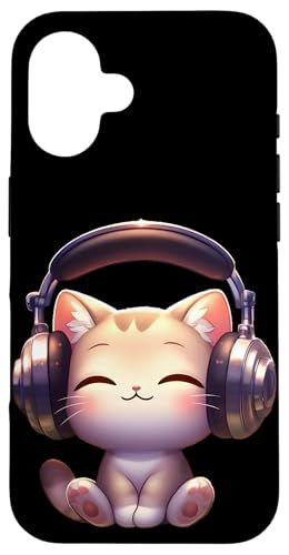 Hülle für iPhone 16 Kawaii Cat Grooving with Headphones von Merch Kawaii By LAP