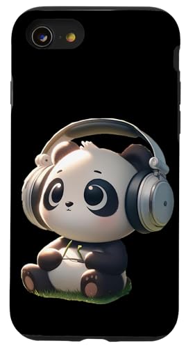 Hülle für iPhone SE (2020) / 7 / 8 Kawaii Panda Grooving with Headphones von Merch Kawaii By LAP