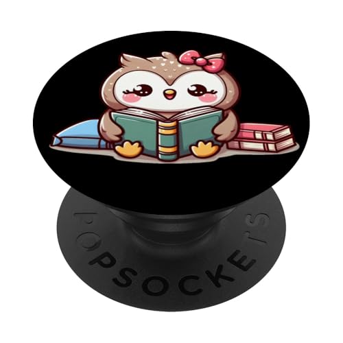 Kawaii Book Owl Cute Reading Time PopSockets Klebender PopGrip von Merch Kawaii By LAP