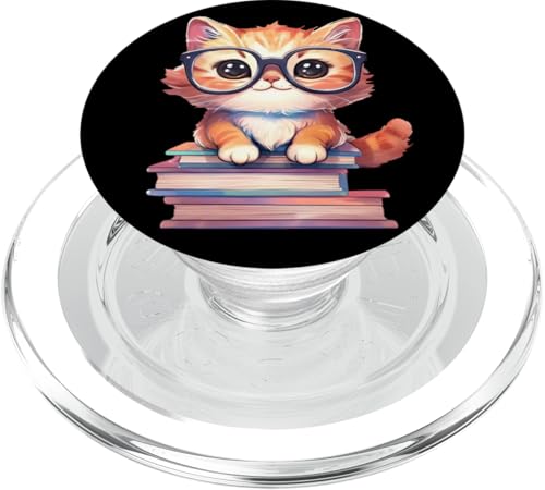 Kawaii Cat Reading: Adorable Cat Reading PopSockets PopGrip für MagSafe von Merch Kawaii By LAP