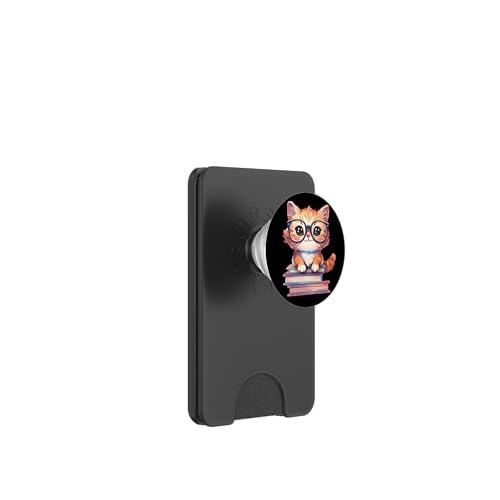 Kawaii Cat Reading: Adorable Cat Reading PopSockets PopWallet für MagSafe von Merch Kawaii By LAP