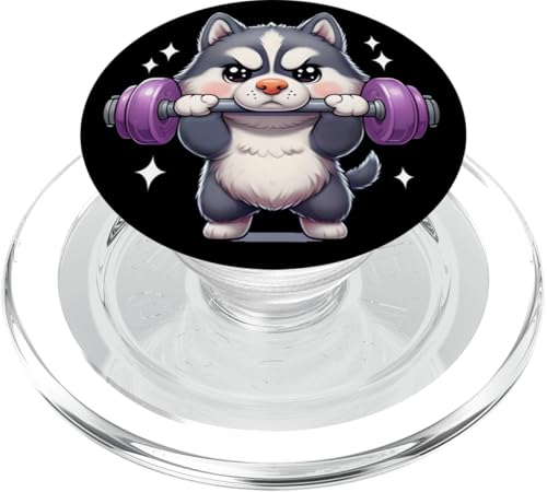 Kawaii Gym Art: Siberian Husky Strong Lifting Goals PopSockets PopGrip für MagSafe von Merch Kawaii By LAP