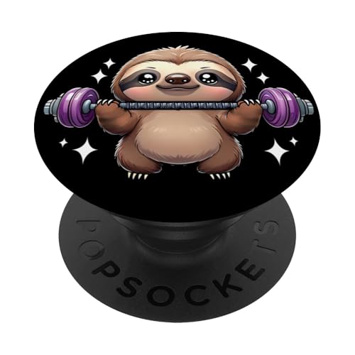 Kawaii Gym Art: Sloth Strong Lifting Goals PopSockets Klebender PopGrip von Merch Kawaii By LAP