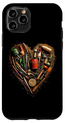 Valentine Gardening Herz Farbe Gartengeräte Grafikdesign Hülle für iPhone 11 Pro von Merch von Amazon