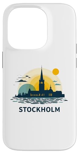 Geometrische Formen der abstrakten Stockholmer Rathäuser Hülle für iPhone 14 Pro von MerchByCraig