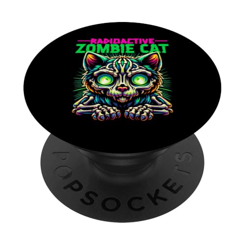 Radioaktive Zombie-Katze PopSockets Klebender PopGrip von MerchByCraig