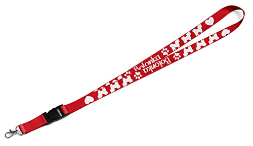 Lanyard Schlüsselanhänger Schlüsselband mit Karabiner rot: Hund Bolonka Zwetna von Merchandise for Fans