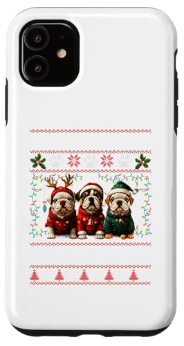 Hülle für iPhone 11 Bulldog Christmas Tree Lights Decorations Dog Lover Xmas von Merry Christmas Lights Matching Family Xmas Pajama