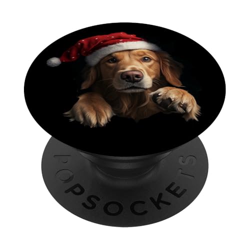 Golden Retriever Hunde Hundebesitzer Hund Weihnachtsmütze PopSockets Klebender PopGrip von Merry Christmas Weihnachtsfeier Weihnachten Outfit