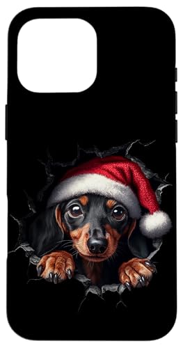 Hülle für iPhone 16 Pro Max Lustiges Labrador Hunde Hundebesitzer Hund Weihnachtsmütze von Merry Christmas Weihnachtsfeier Weihnachten Outfit