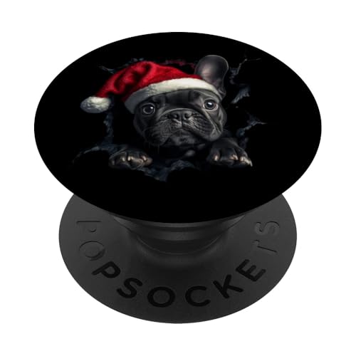 Lustig Bulldogge Hunde Hundebesitzer Hund Weihnachtsmütze PopSockets Klebender PopGrip von Merry Christmas Weihnachtsfeier Weihnachten Outfit