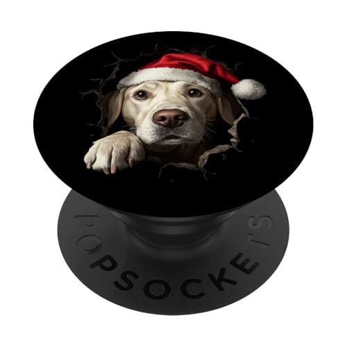 Lustiges Labrador Hunde Hundebesitzer Hund Weihnachtsmütze PopSockets Klebender PopGrip von Merry Christmas Weihnachtsfeier Weihnachten Outfit