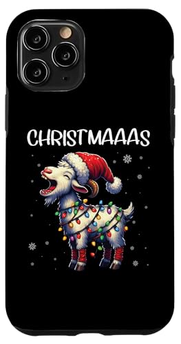 Hülle für iPhone 11 Pro Christmaaas Weihnachtsmannmütze, Weihnachtsbeleuchtung, lustige Weihnachten von Merry Goatmas Goat Lovers Xmas Party