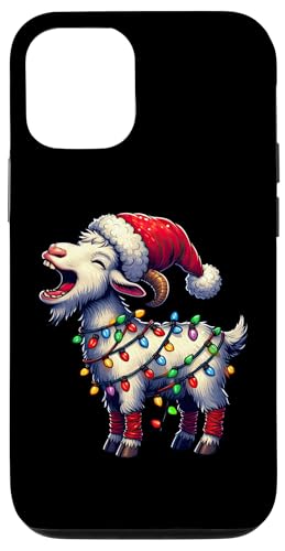 Hülle für iPhone 14 Lustige Weihnachtsmannmütze, Weihnachtsbeleuchtung, Weihnachtsfeier von Merry Goatmas Goat Lovers Xmas Party