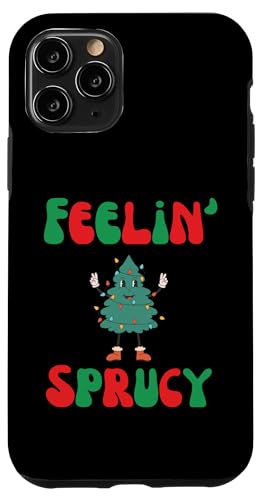 Hülle für iPhone 11 Pro Retro Feelin' Sprucy Lustiger Weihnachtsbaum Humor Wortspiel Weihnachten von Merry Liftmas Apparel Co.