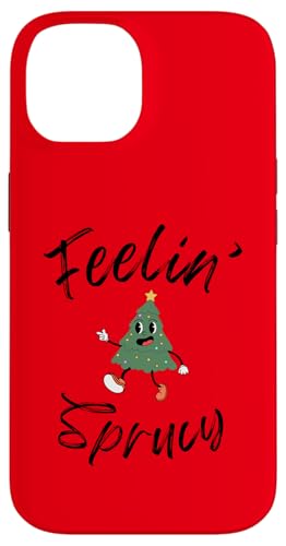 Hülle für iPhone 14 Niedlicher Feelin' Sprucy lustiger Retro-Weihnachtsbaum Wortspiel Weihnachten von Merry Liftmas Apparel Co.