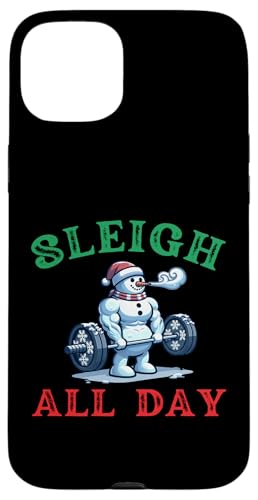 Hülle für iPhone 15 Plus Schlitten All Day Funny Workout Schneemann Gym Spruch Weihnachten von Merry Liftmas Apparel Co.