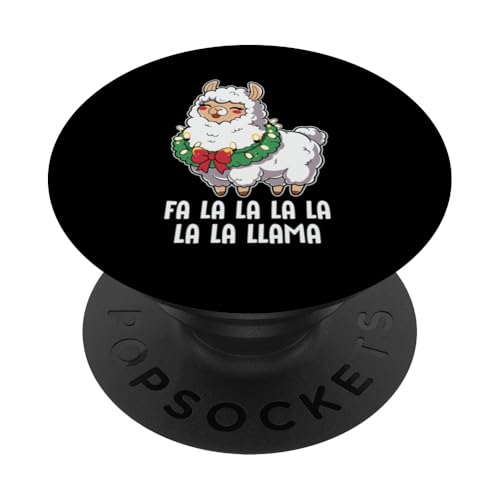 Lustiges festliches Lama mit Weihnachtsbeleuchtung Fa La La PopSockets Klebender PopGrip von Merry Llama Designs