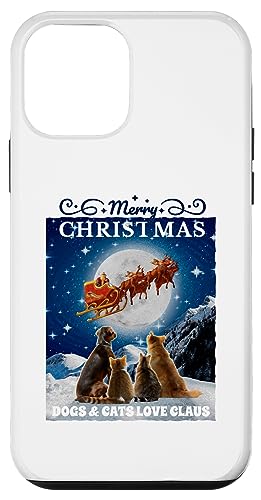 Hülle für iPhone 12 mini Katzen und Hunde beobachten Weihnachtsmann – Funny Christmas von Frohe Woofmas – Xmas Geschenke für Hundebesitzer