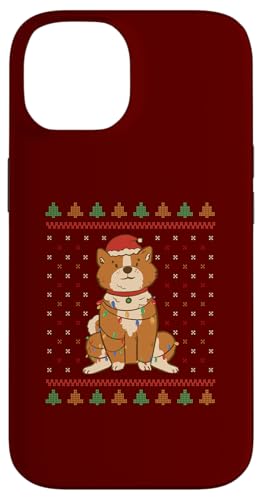 Hülle für iPhone 14 Weihnachtshund mit Lichterketten in Ugly Sweater Style von Frohe Woofmas – Xmas Geschenke für Hundebesitzer