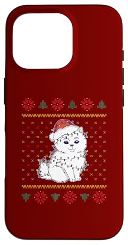 Hülle für iPhone 16 Pro Weihnachten süßer Hund mit Weihnachtsmütze & Lichterkette von Merry Woofmas - Dog Owner Christmas Accessories