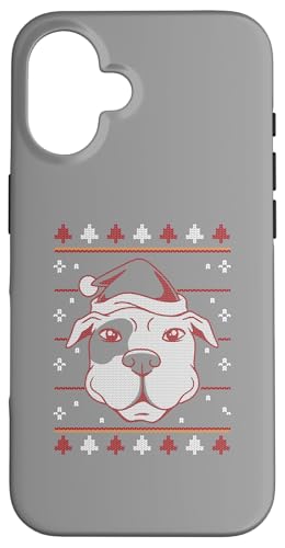 Hülle für iPhone 16 Weihnachten Pitbull Hund mit Weihnachtsmütze Ugly-Xmas von Merry Woofmas - Dog Owner Christmas Accessories