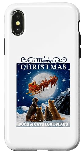 Hülle für iPhone X/XS Katzen und Hunde beobachten Weihnachtsmann – Funny Christmas von Merry Woofmas - Dog Owner Christmas Accessories