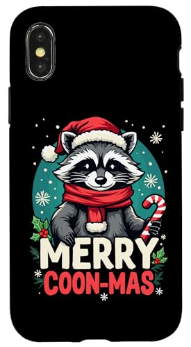 Hülle für iPhone X/XS Merry Coon Mas Lustiger Waschbär Weihnachten 2024 von Merry Xmas Animals