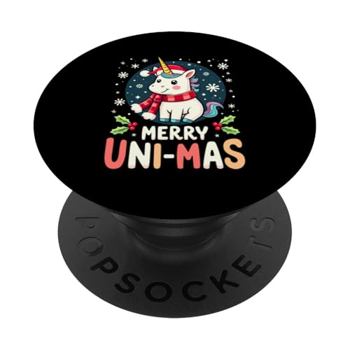 Merry Uni Mas Lustiges Einhorn Weihnachten 2024 PopSockets Klebender PopGrip von Merry Xmas Animals