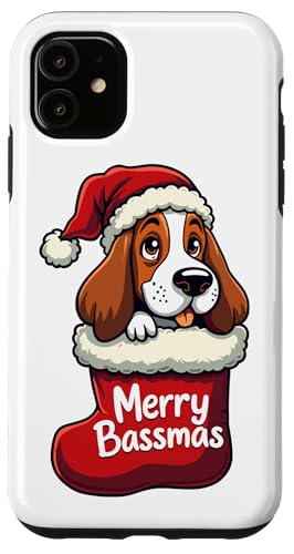 Hülle für iPhone 11 Basset Hound Hund Weihnachten 2024 Lustig von Merry Xmas Dog Stockings