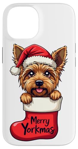 Hülle für iPhone 14 Yorkshire Terrier Hund Weihnachten 2024 Lustig von Merry Xmas Dog Stockings