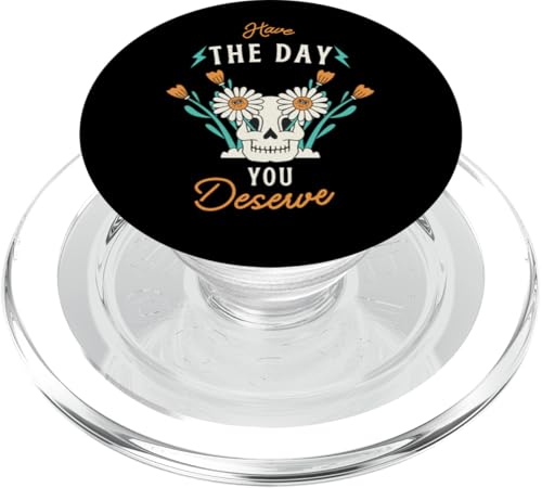 Have The Day You Deserve Vintage Cartoon Skelett & Gänseblümchen PopSockets PopGrip für MagSafe von Mestiza Rebel Art