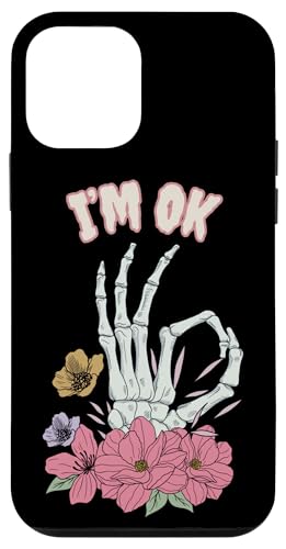 Hülle für iPhone 12 mini "I'm Ok Sign" Skelett Hand Grabbeet mit Blumen von Mestiza Rebel Art