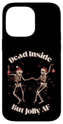 Hülle für iPhone 14 Pro Max Dead Inside But Jolly AF Holiday Skeletons Dancing von Mestiza Rebel Art